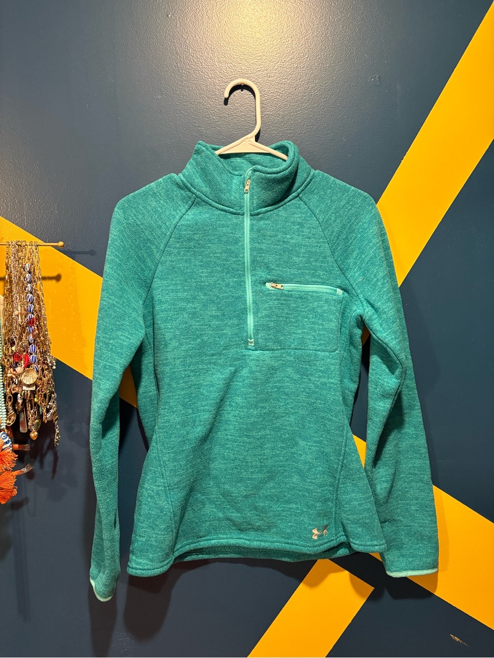 Under Armour Teal Mock Neck Quarter Zip Jacket EUC
